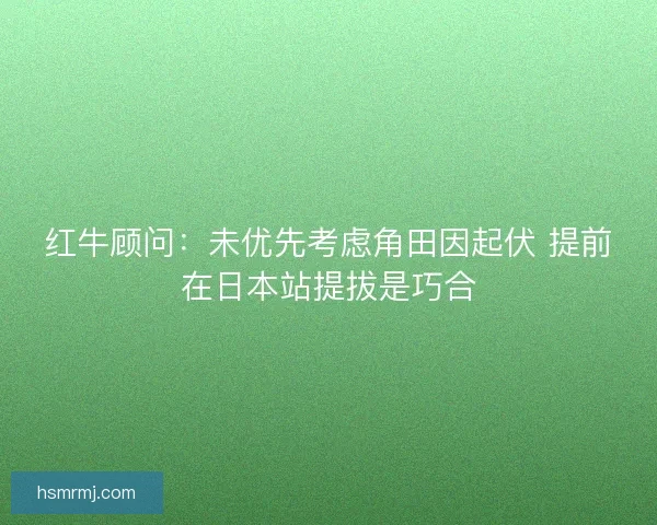 红牛顾问：未优先考虑角田因起伏 提前在日本站提拔是巧合
