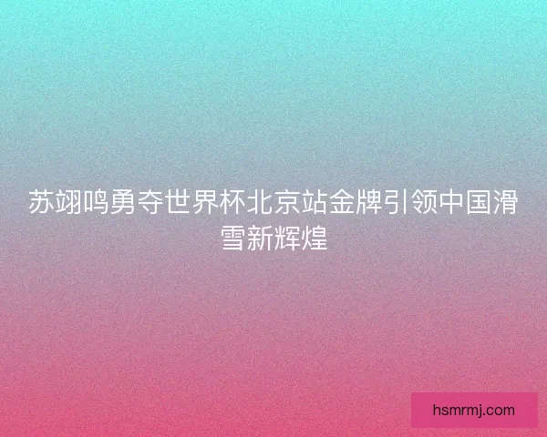 苏翊鸣勇夺世界杯北京站金牌引领中国滑雪新辉煌